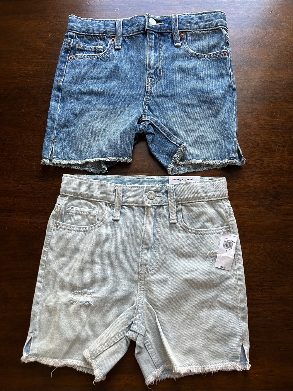 Old Navy Kids Two-Pair Denim Shorts Set - Dark Blue & Light Blue Wash